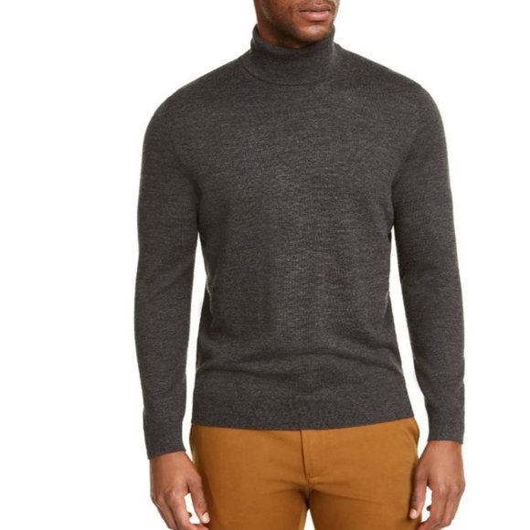 Club Room Men's Merino Wool Blend Turtleneck Sweater Gray Size Medium